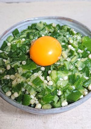 ５分以内オクラ叩き月見丼-レシピのメイン写真