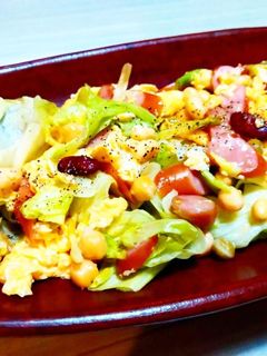 ビーンズとレタスの卵炒め-レシピのメイン写真
