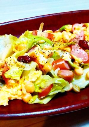ビーンズとレタスの卵炒め-レシピのメイン写真