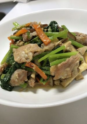 ご飯が進む♡豚肉と小松菜の味噌炒め♡-レシピのメイン写真