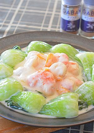 青梗菜と海老とベビーホタテのクリーム煮♪-レシピのメイン写真