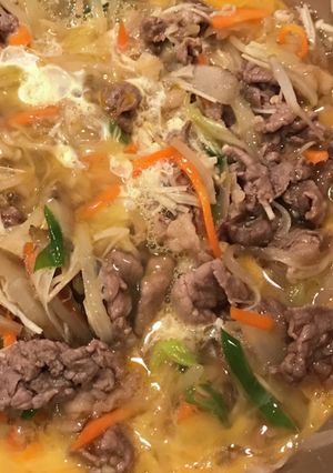 野菜たっぷり！柳川風卵とじ牛丼-レシピのメイン写真