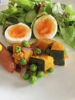 かぼちゃのカレー炒め 朝ごはん-レシピのメイン写真