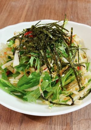 さっぱり！大根と水菜とカリカリ梅のサラダ-レシピのメイン写真