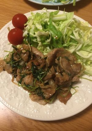 時短！蜂蜜豆苗豚肉炒めでアフリカ森林保全-レシピのメイン写真