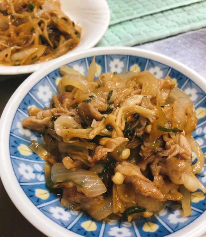 豚肉と玉ねぎとえのきの甘辛焼き-レシピのメイン写真
