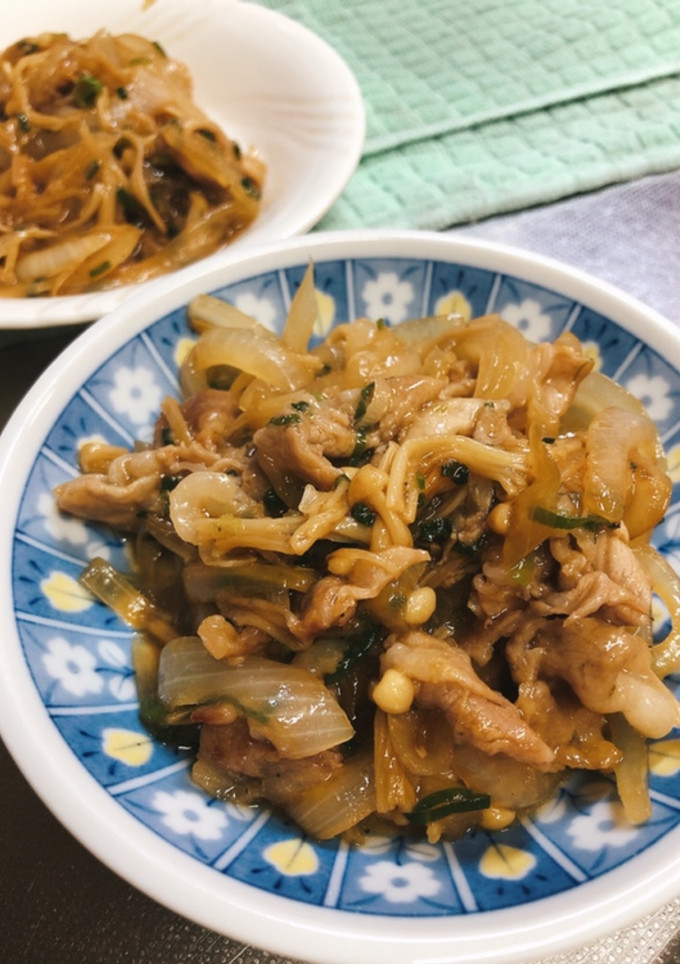 豚肉と玉ねぎとえのきの甘辛焼き-レシピのメイン写真