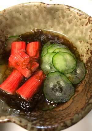 ゆず酢味付もずくと胡瓜とカニカマ和え-レシピのメイン写真