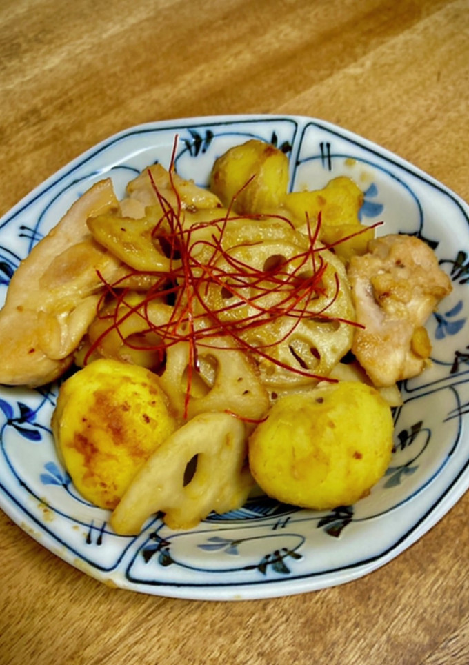 栗と鶏肉と蓮根の甘辛煮-レシピのメイン写真
