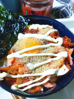 鮭キムチ卵かけごはん-レシピのメイン写真
