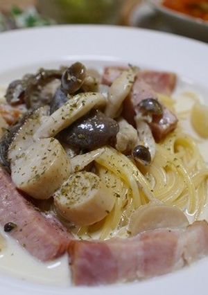 キノコじゃがいもベーコンのクリームパスタ-レシピのメイン写真