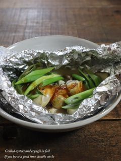 フライパンで!牡蠣とエリンギのホイル焼き-レシピのメイン写真