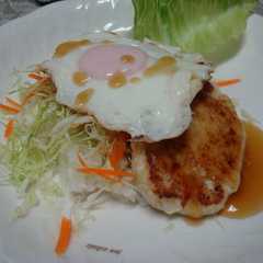 รูปของ 豆腐ﾊﾝﾊﾞｰｸﾞで完璧和風ロコモコ♪