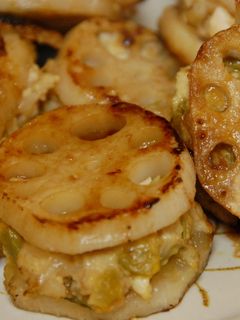 高菜入り鶏つくねの蓮根挟み焼き-レシピのメイン写真