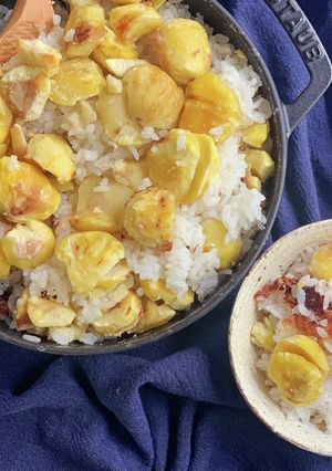 ストウブで栗ご飯(おこわ)-レシピのメイン写真