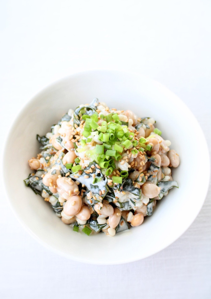 簡単に【もち麦大豆とワカメのごまサラダ】-レシピのメイン写真