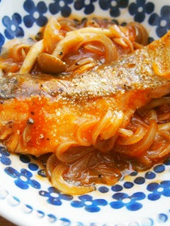 簡単!鮭・キノコのケチャップ炒め煮♪-レシピのメイン写真