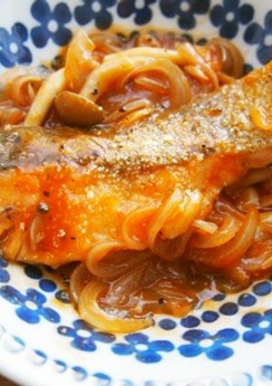 簡単！鮭・キノコのケチャップ炒め煮♪-レシピのメイン写真
