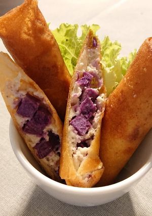 紫いもとゴルゴンゾーラの白和え春巻-レシピのメイン写真