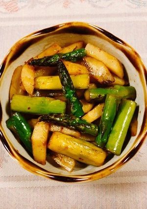 簡単！菊芋とアスパラの七味ソース炒め-レシピのメイン写真