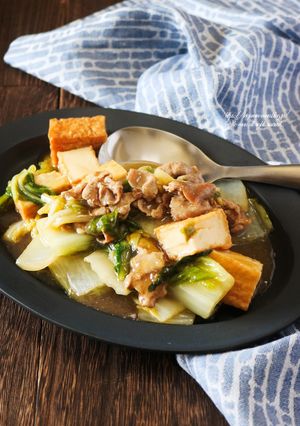 白菜と厚揚げ、豚肉の生姜とろみ餡。-レシピのメイン写真