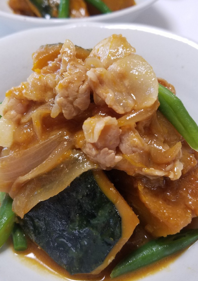 お二人さんの☆かぼちゃと豚肉の煮物！-レシピのメイン写真