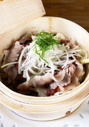 せいろで☆豚肉の梅肉蒸し-レシピのメイン写真