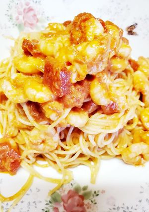 とっても簡単！えびトマトクリームパスタ-レシピのメイン写真
