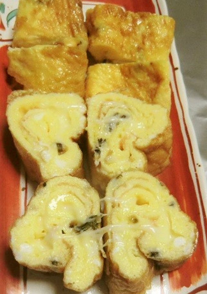 しその実の塩漬けとチーズ入り卵巻き-レシピのメイン写真