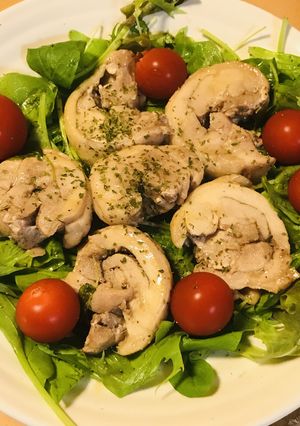 冷凍鶏もも肉●ゆで鶏＆ベビーリーフサラダ-レシピのメイン写真