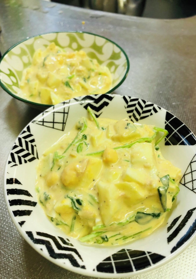 豆苗と卵のツナマヨ和え-レシピのメイン写真