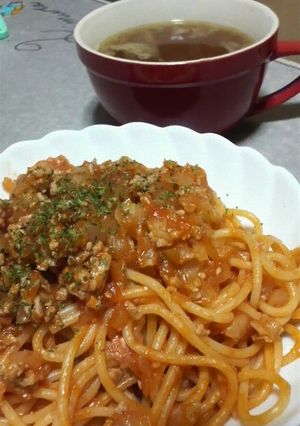 簡単★美味しいケチャップパスタ★スープ付-レシピのメイン写真