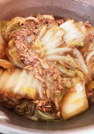 白菜とツナ缶の麺つゆ煮-レシピのメイン写真