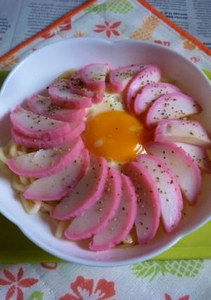 月見蒲鉾の焼きうどん-レシピのメイン写真