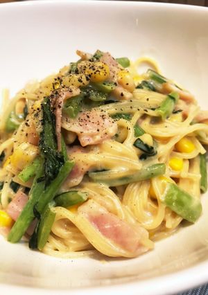 簡単♪小松菜のクリーミーパスタ-レシピのメイン写真