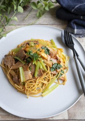 腸活♪筋活！キムチャーシューパスタ-レシピのメイン写真