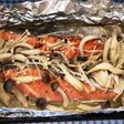 塩鮭とキノコのトースター焼き