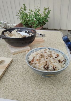 一人鍋用スープで土鍋御飯（炭火）-レシピのメイン写真