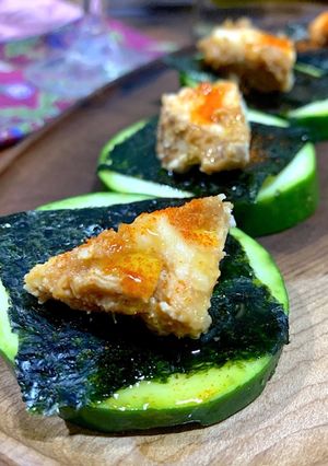 味噌漬けブリーのピリ辛和風カナッペ-レシピのメイン写真