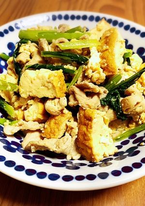 小松菜と厚揚・豚肉の炒めもの-レシピのメイン写真