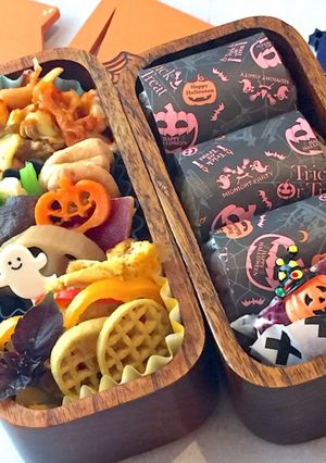 俵おにぎり ハロウィン弁当 詰め方★-レシピのメイン写真