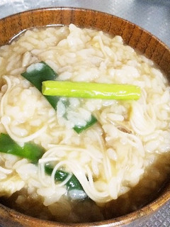 油かすとネギが最高にウマイおじや(雑炊)-レシピのメイン写真