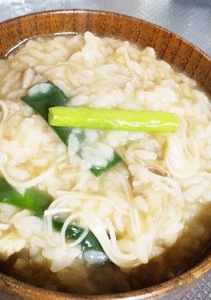 油かすとネギが最高にウマイおじや(雑炊)-レシピのメイン写真
