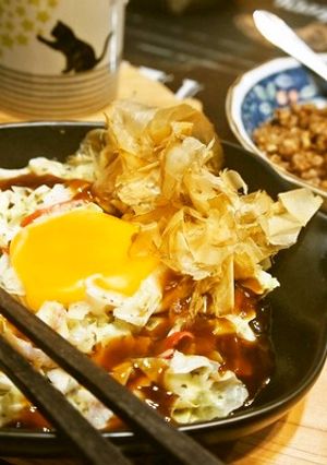 忙しい朝に！レンチンでトロ玉お好み焼かず-レシピのメイン写真