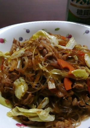 簡単！ヘルシーで満腹　春雨焼きそば-レシピのメイン写真