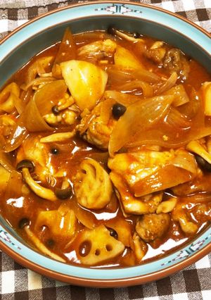 鶏肉とれんこんのトマト煮込み-レシピのメイン写真