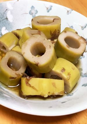 鰹節でシンプル四方竹の煮物-レシピのメイン写真
