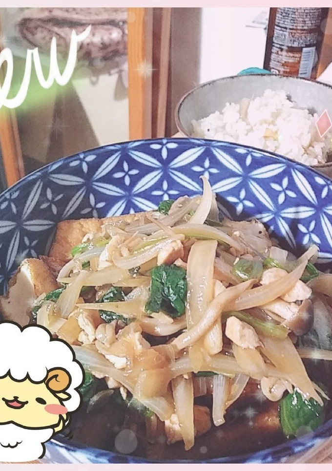 【出稼ぎメシ】厚揚げのきのこあんかけ-レシピのメイン写真