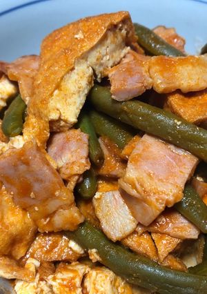 ベーコン・厚揚げ・インゲンの洋風煮込み♪-レシピのメイン写真