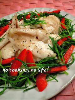 鶏のたたきとおかひじきのサラダ-レシピのメイン写真